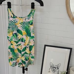 Tropical Leaf Print Romper, Large 10-12